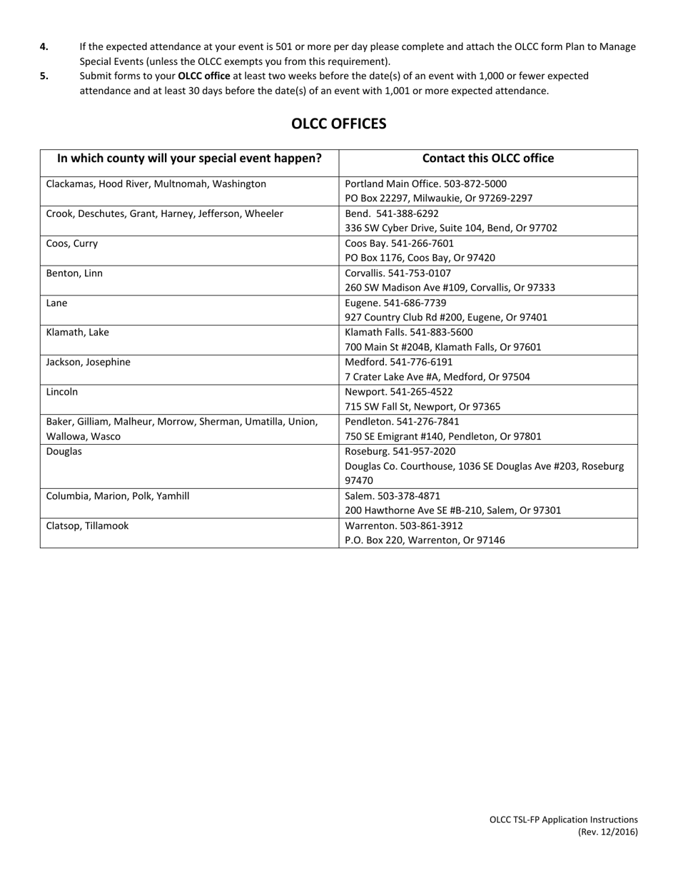 Form TSL-FP Temporary Sales License - for Profit (Tsl-fp) Application - Oregon, Page 3