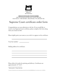 Document preview: Supreme Court Certificate Order Form - Oregon