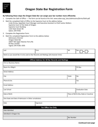 Document preview: Oregon State Bar Registration Form - Oregon