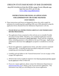 Document preview: Application for Admission by Ube Score Transfer - Oregon