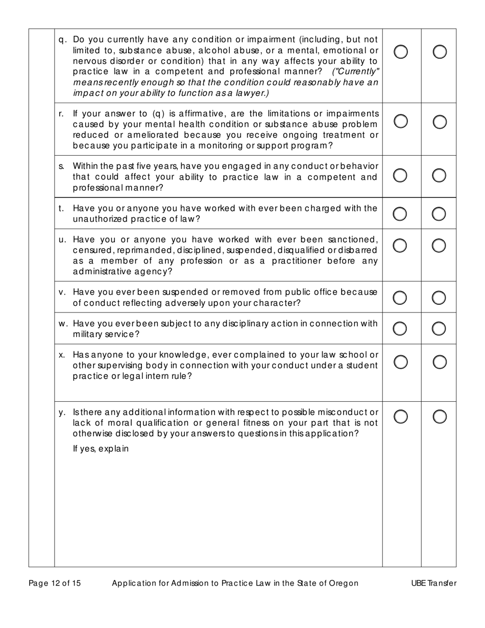 Application for Admission by Ube Score Transfer - Oregon, Page 17