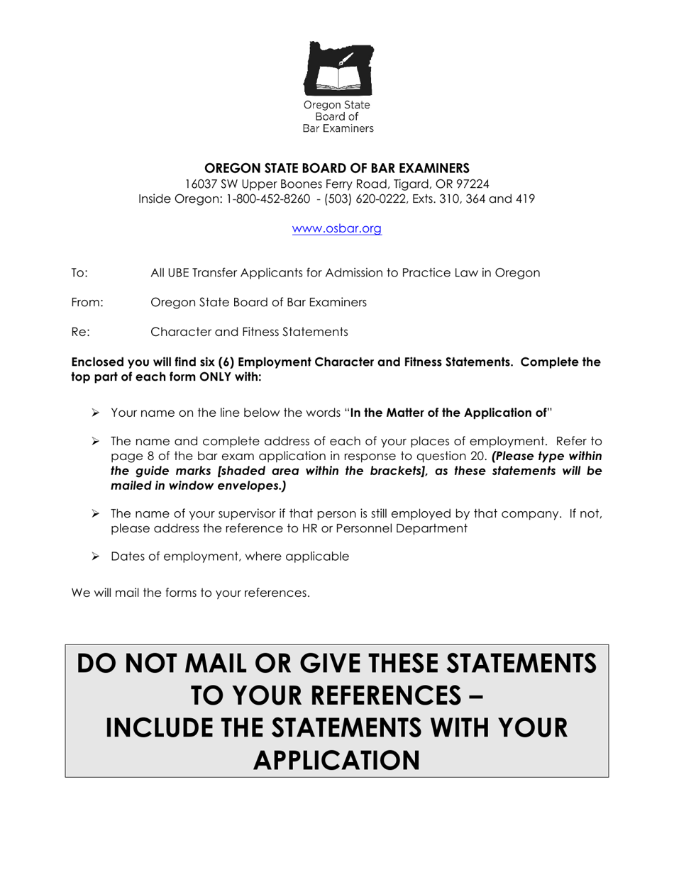 Application for Admission by Ube Score Transfer - Oregon, Page 27