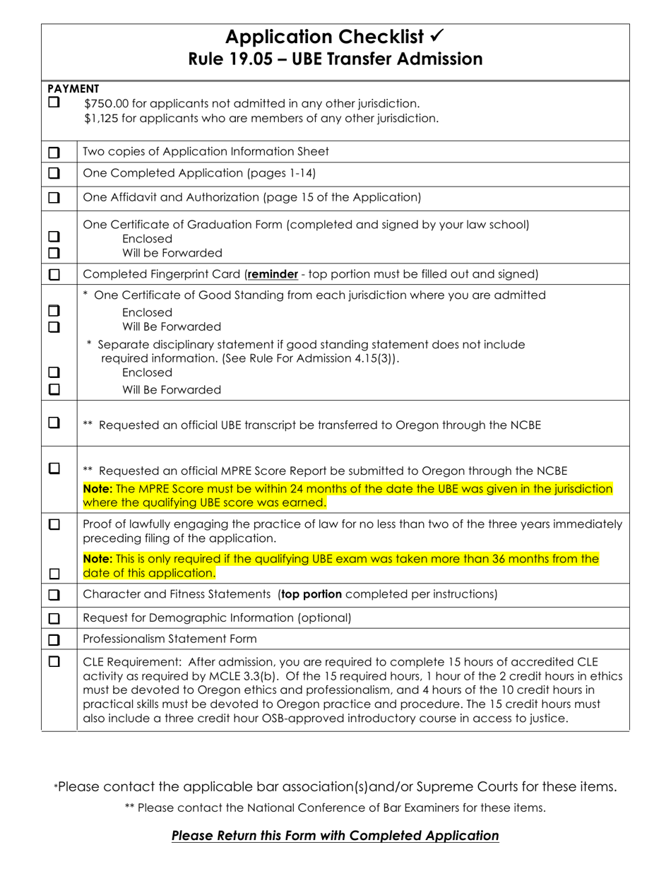 Application for Admission by Ube Score Transfer - Oregon, Page 4