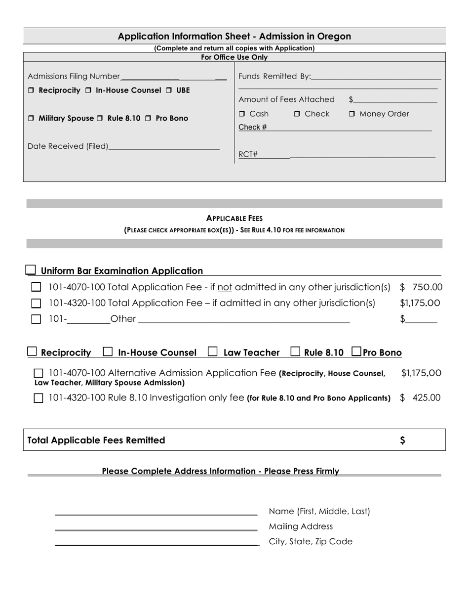 Application for Admission by Ube Score Transfer - Oregon, Page 5