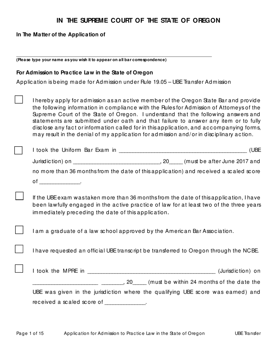 Application for Admission by Ube Score Transfer - Oregon, Page 6