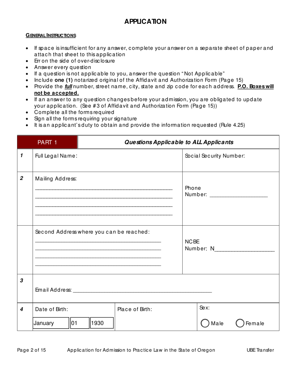 Application for Admission by Ube Score Transfer - Oregon, Page 7