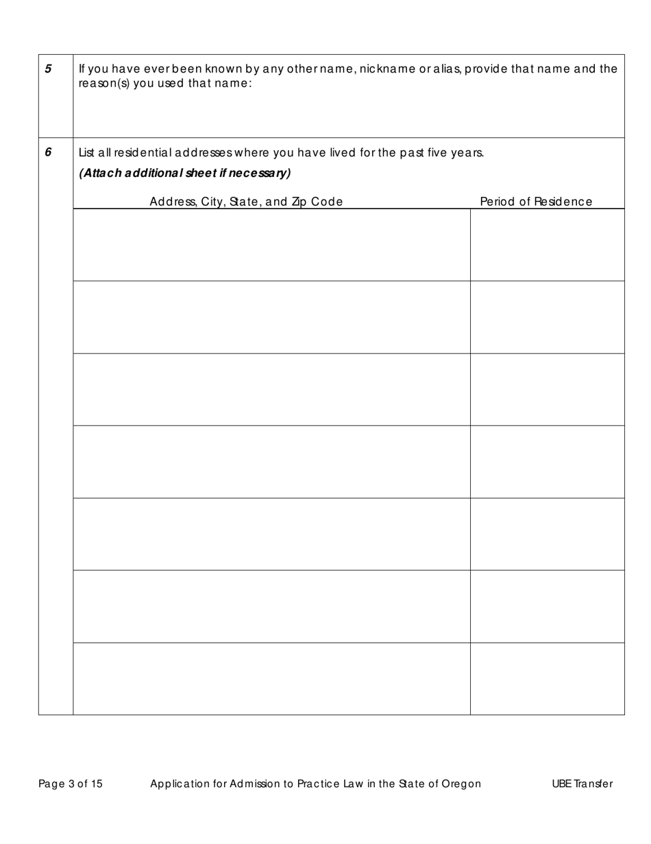 Application for Admission by Ube Score Transfer - Oregon, Page 8