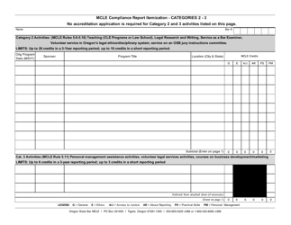 Document preview: Mcle Compliance Report Itemization - Categories 2 - 3 - Oregon