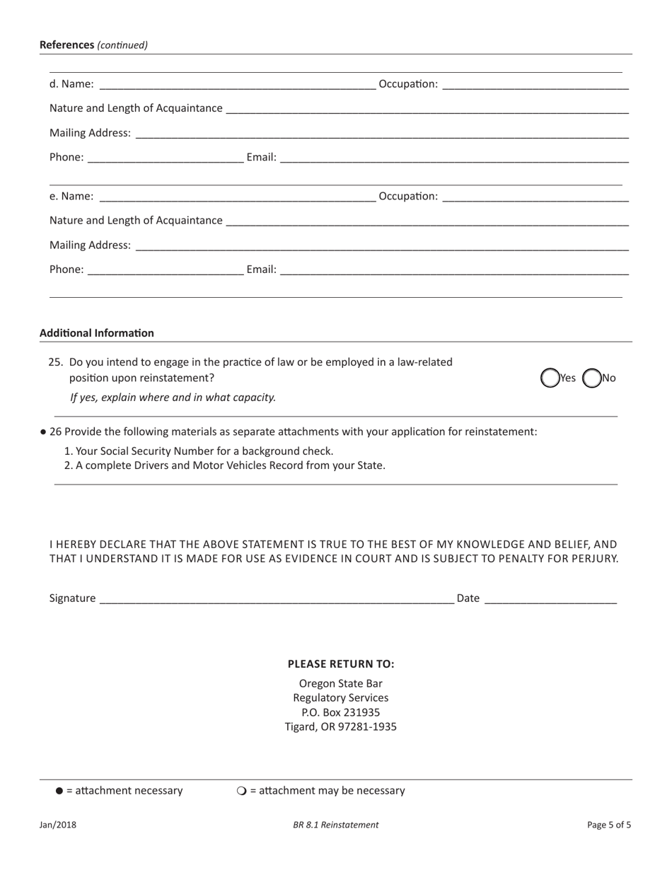 Br 8.1 Reinstatement Form - Oregon, Page 5