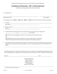 Compliance Declaration - Br 7.1 Reinstatement - Oregon