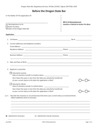 Br 8.14 Reinstatement Form - Inactive or Retired to Active Pro Bono - Oregon