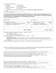 Form UC-1 Report to Determine Liability and if Liable Application for Employer Account Number - Delaware, Page 2