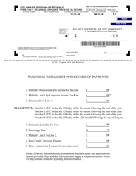 Form 1100-T-2 &quot;Delaware Corporate Tentative Tax Return Payment Voucher&quot; - Delaware, 2019