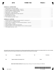 Form 1100 Corporation Income Tax Return - Delaware, Page 3
