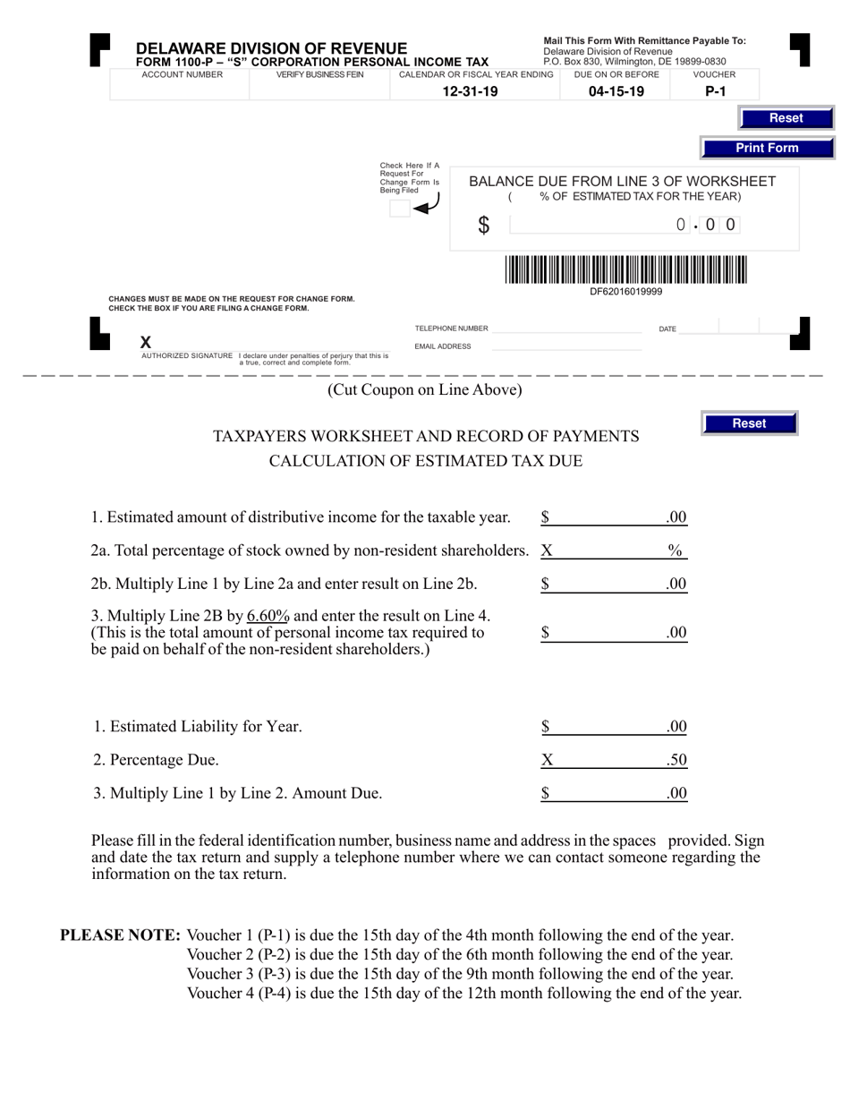 Form 1100-P-1 - Fill Out, Sign Online and Download Fillable PDF ...