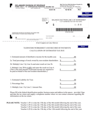 Form 1100-P-4 &quot;'&quot;s'&quot; Corporation Personal Income Tax Payment Voucher&quot; - Delaware