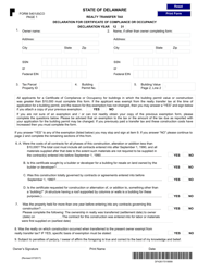 Form 5401(8)CO &quot;Realty Transfer Tax Declaration for Certificate of Compliance or Occupancy&quot; - Delaware
