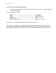 Form 78-018-17-8-1-000 Application for Mississippi Assigned Vehicle Identification Number for Homemade Trailer - Mississippi, Page 2