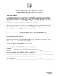 Document preview: Form HF-004 Driver License Hearing Cancellation Form - North Carolina
