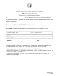 Document preview: Form HF-007 Cdl (Third-Party) Violation Administrative Hearing Request Form - North Carolina