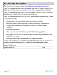 Form APD0448 Adult Foster Home (Afh) Initial License Application - Oregon, Page 10