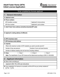 Form APD0448 Adult Foster Home (Afh) Initial License Application - Oregon, Page 2