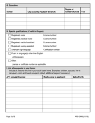 Form APD0448 Adult Foster Home (Afh) Initial License Application - Oregon, Page 4