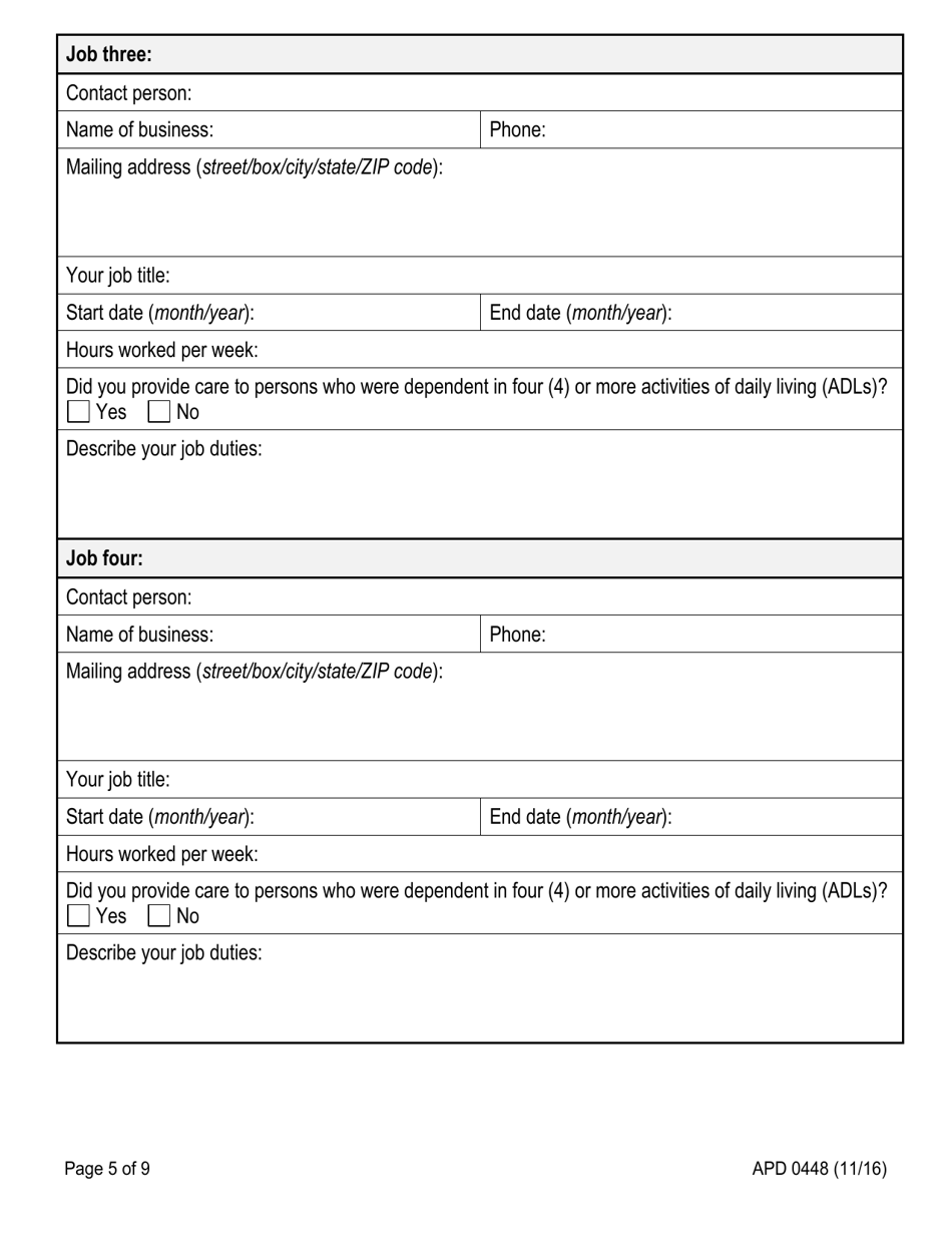 Form APD0448 Adult Foster Home (Afh) Initial License Application - Oregon, Page 6