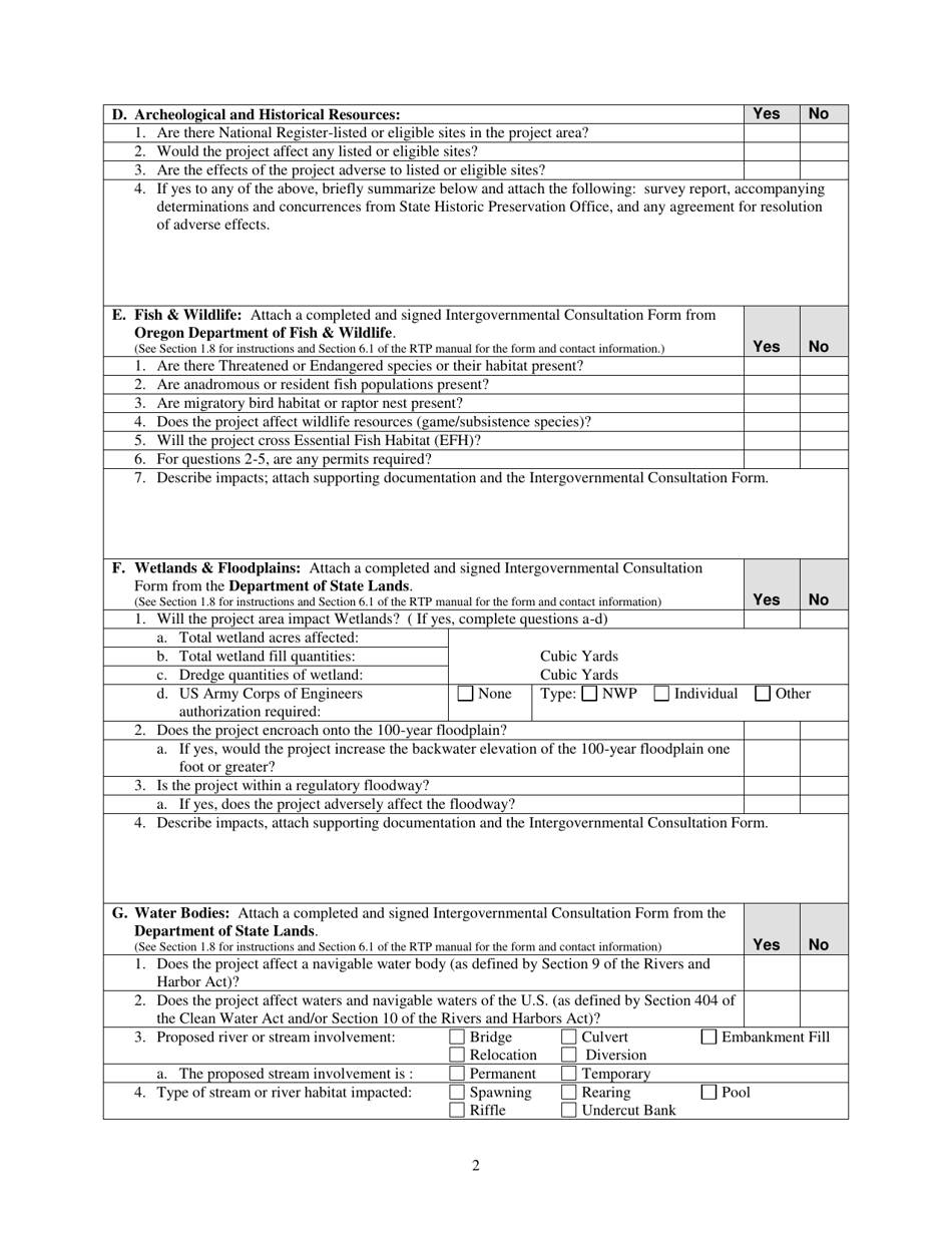 Oregon Rtp Environmental Screening Form - Fill Out, Sign Online and ...