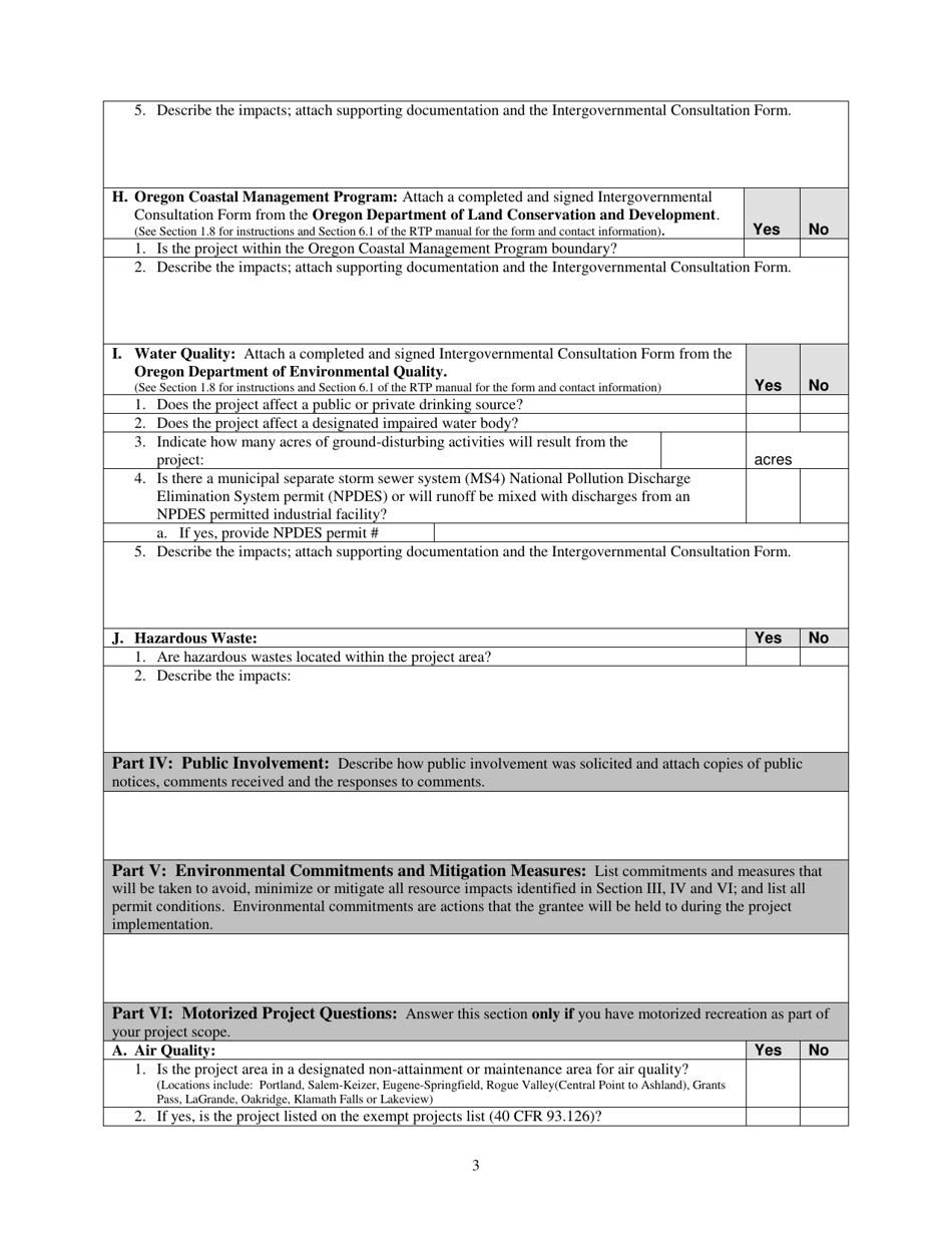 Rtp Environmental Screening Form - Oregon, Page 3
