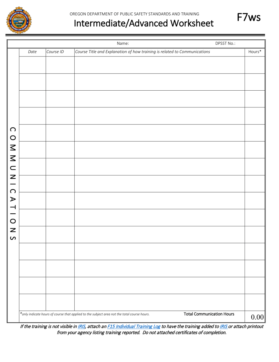 Form F7WS Cj Intermediate / Advanced Worksheet - Oregon, Page 3