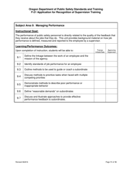 Form F-21 Application for Recognition of Supervision Training - Oregon, Page 11
