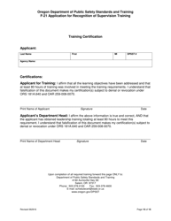Form F-21 Application for Recognition of Supervision Training - Oregon, Page 15