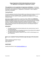 Form F-21 Application for Recognition of Supervision Training - Oregon, Page 2