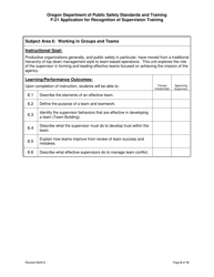 Form F-21 Application for Recognition of Supervision Training - Oregon, Page 8