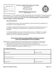 Request for Financial Assistance for Fingerprint Processing Fees - Oregon