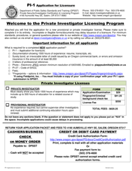 Form PI-1 Application for Licensure - Oregon