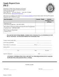 Document preview: Form PS-3 Supply Request Form - Oregon