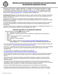 Form PS-30 Application for Reconsideration - Oregon