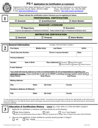 Form PS-1 Application for Certification or Licensure - Oregon, Page 3