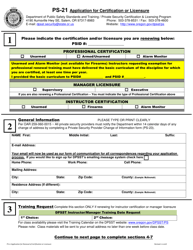 Form PS-21 Application for Certification or Licensure - Oregon, Page 3