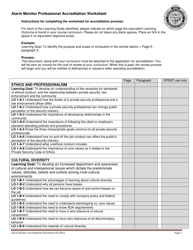 Document preview: Alarm Monitor Professional Accreditation Worksheet Form - Oregon