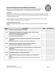 Document preview: Unarmed Professional Accreditation Worksheet - Oregon