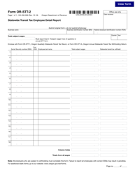 Document preview: Form 150-206-006 (OR-STT-2) Statewide Transit Tax Employee Detail Report - Oregon