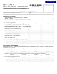 Form 150-102-037 (OR-37) Underpayment of Oregon Corporation Estimated Tax - Oregon
