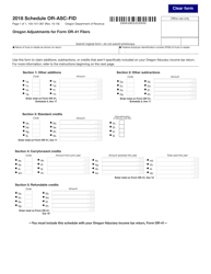 Form 150-101-067 Schedule OR-ASC-FID Oregon Adjustments for Form or-41 Filers - Oregon