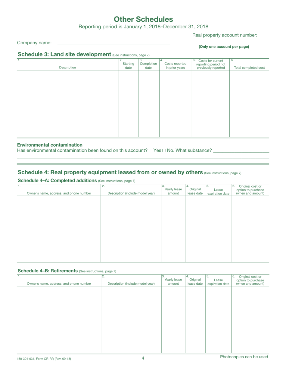 Form 150-301-031 (OR-RP) Real Property Return - Oregon, Page 4