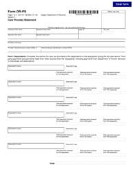 Document preview: Form 150-101-190 (OR-PS) Care Provider Statement - Oregon