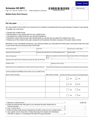 Document preview: Form 150-101-178 Schedule OR-MPC Mobile Home Park Closure - Oregon