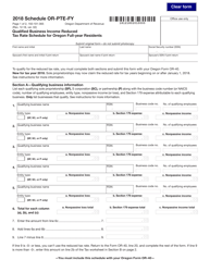 Document preview: Form 150-101-365 Schedule OR-PTE-FY Qualified Business Income Reduced Tax Rate Schedule for Oregon Full-Year Residents - Oregon